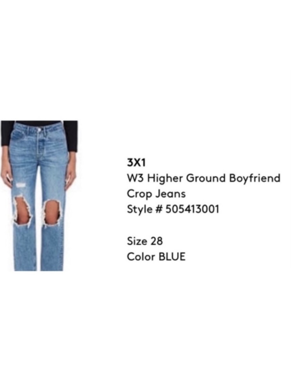 3x1 W3 Higher Ground Distressed Boyfriend Crop Jeans MOST WANTED!! $468.00 - Picture 4 of 16